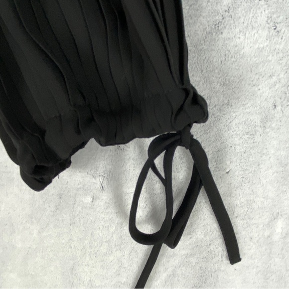 Rachel Zoe Top Balloon Sleeves Sz XS Sheer Quarter Button Collar Pleated Sleeves - Picture 3 of 12